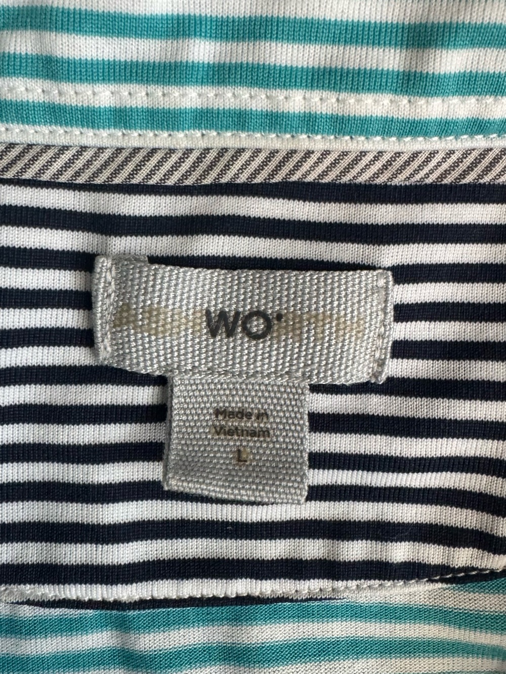 Ashworth Men’s Aqua & Navy Striped Golf Polo Shirt, L - Picture 7 of 8